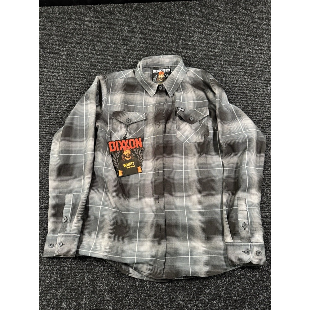 DIXXON What Nooo Waaay Flannel Shirt WL Gray Black Plain NWT